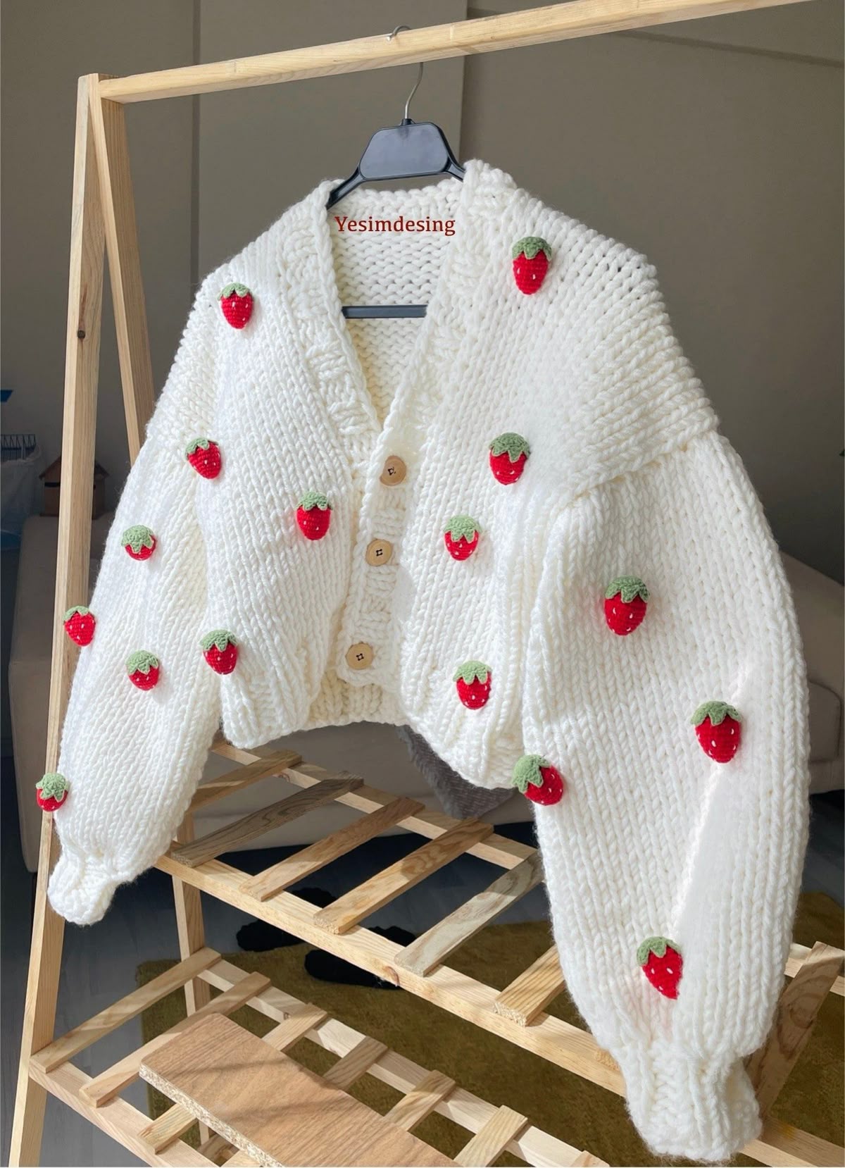 Red strawberry crochet cardigan