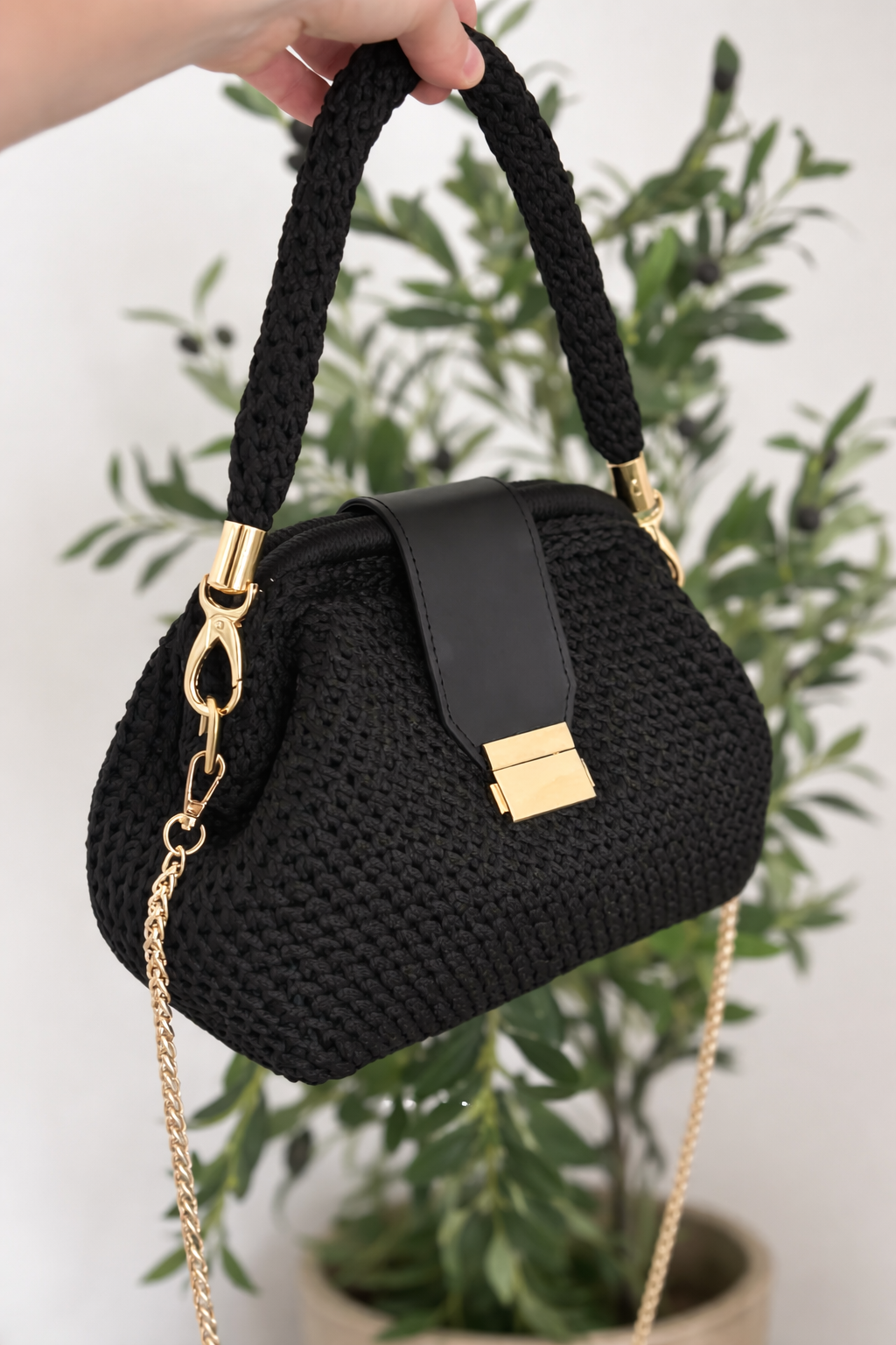 Handmade Black Crochet bag