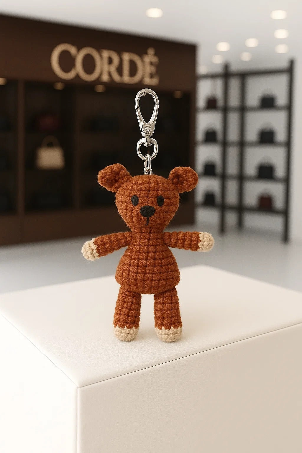 Handmade Crochet Bear Keychain Plush